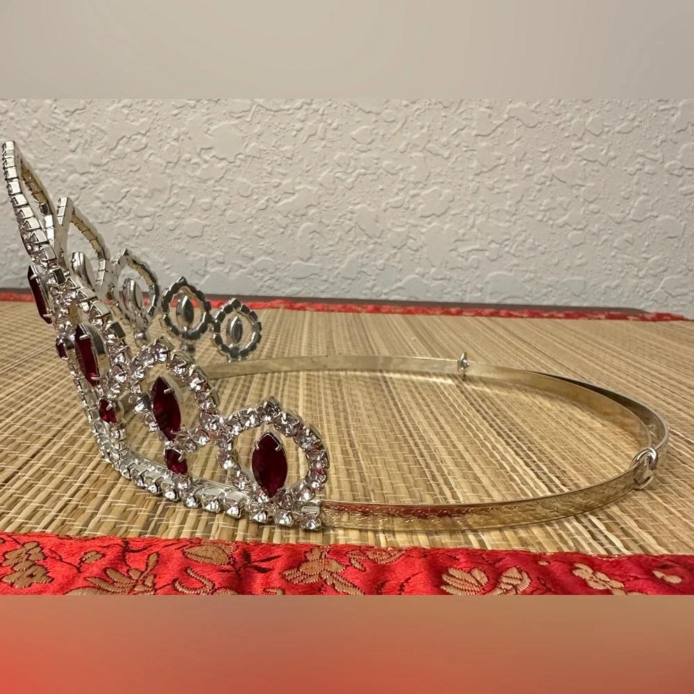 Ruby Red And Clear Rhinestone Tiara Wedding Princess Queen Pageant Crown